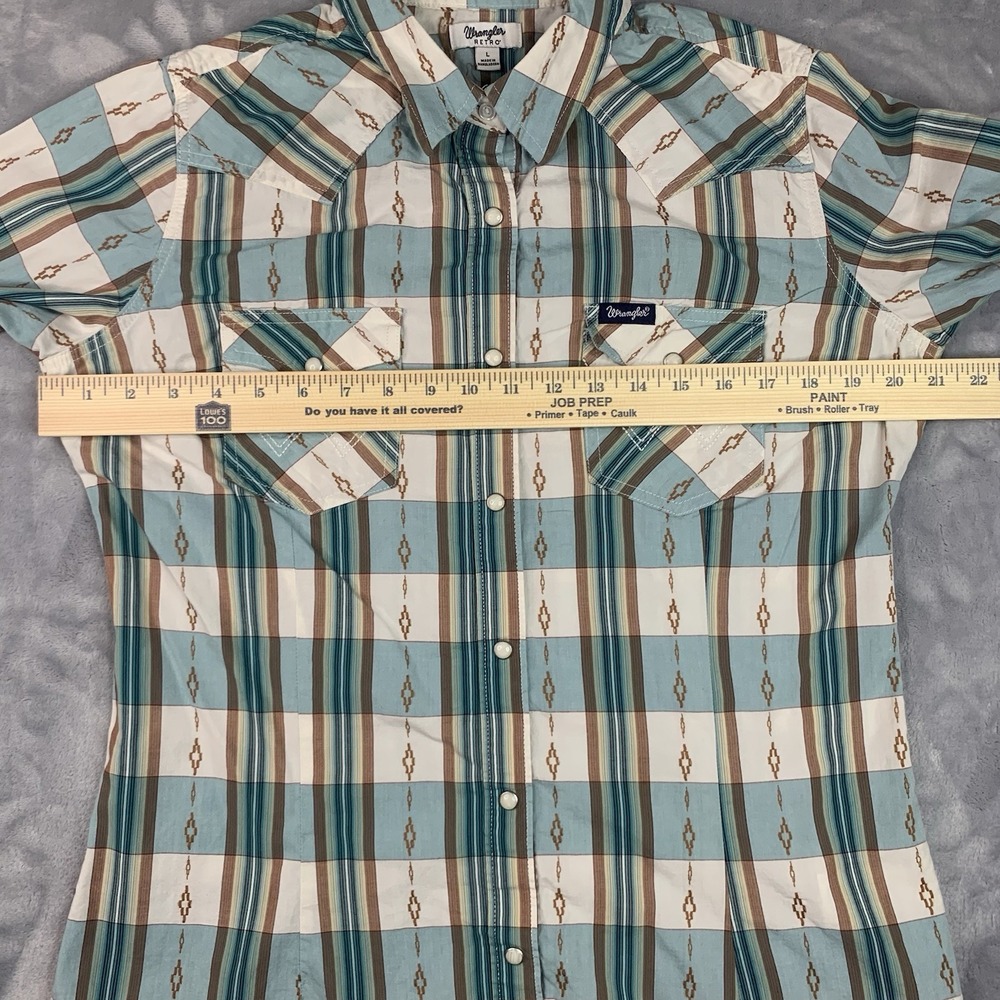Wrangler Retro Women's L Plaid Print Long Sleeve Snap Western Shirt - Picture 5 of 9